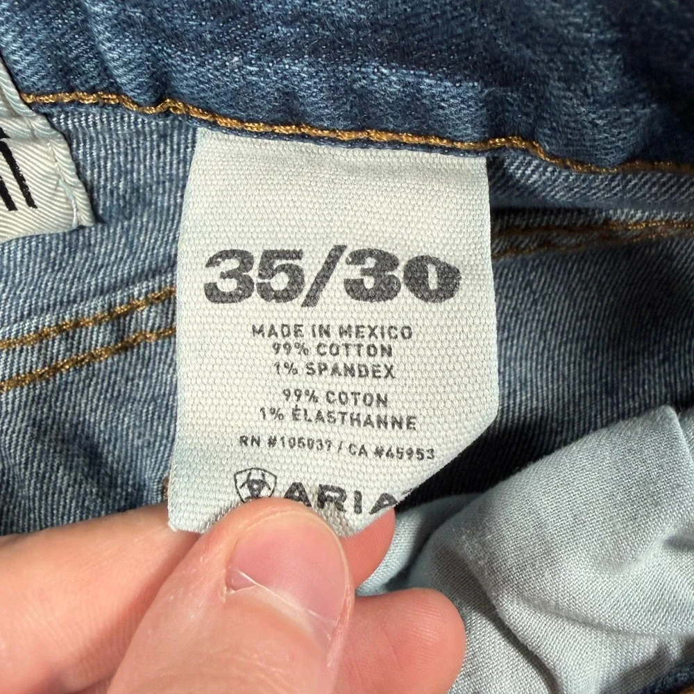 Ariat M5 Slim Straight Jeans Mens 35x30 (Fits 33x29) Blue Denim Western Workwear